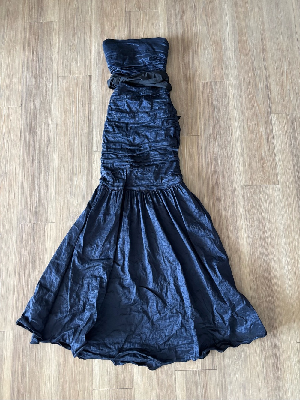 BCBGMAXAZRIA Gown Mermaid Fit Flare Dress Strapless Blue XS Formal Whimsigoth
